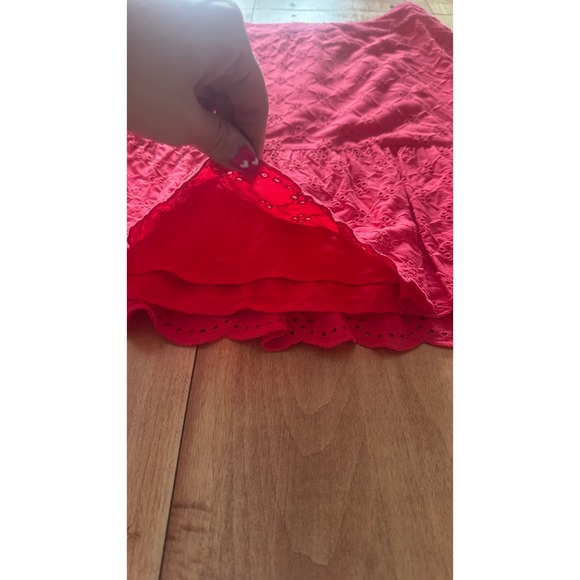 LOFT Plus Pink Eyelet Ruffle Mini Skirt NWT Size 16 - Picture 2 of 5